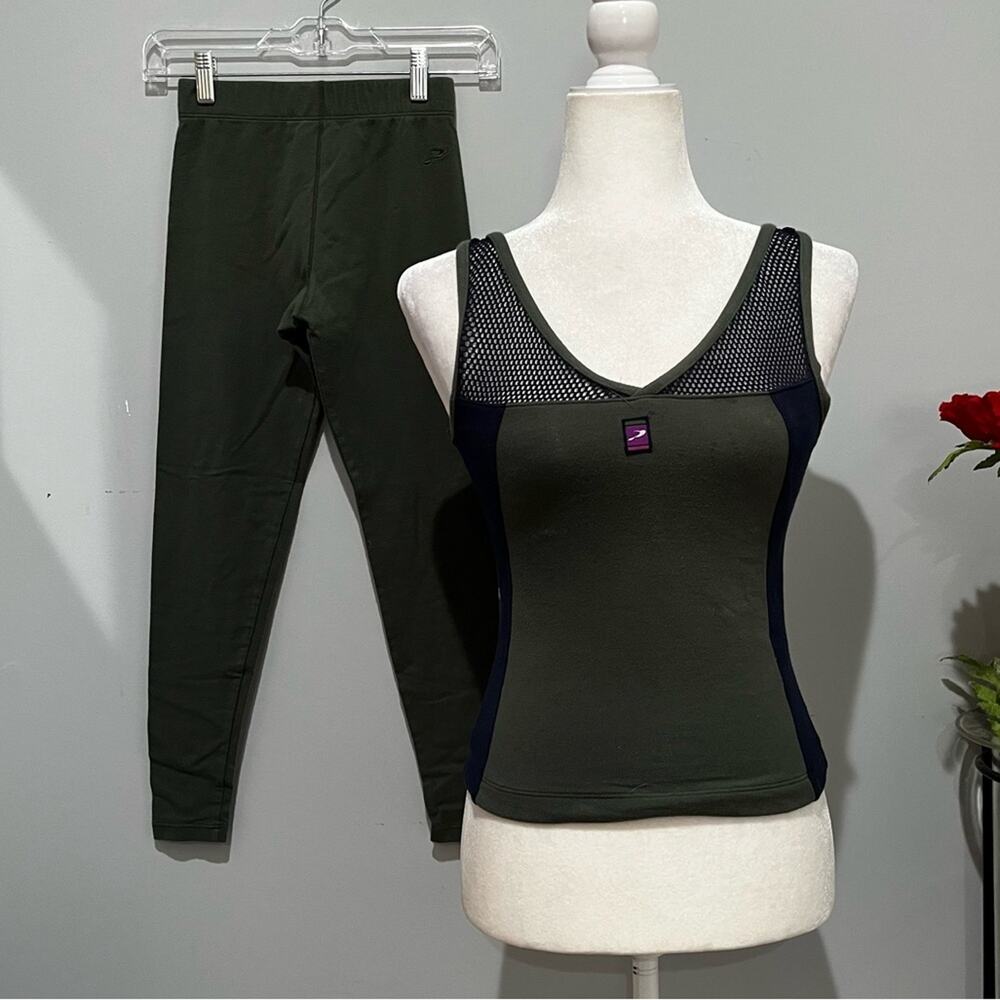 NEW ProSpirit Activewear Athletic CoolMax Yoga Running Leggings + Jogging Tank S